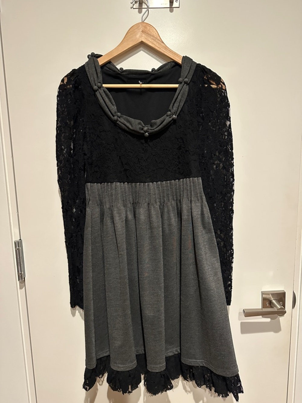 Ryu brand long sleeve baby doll lace/wool dress